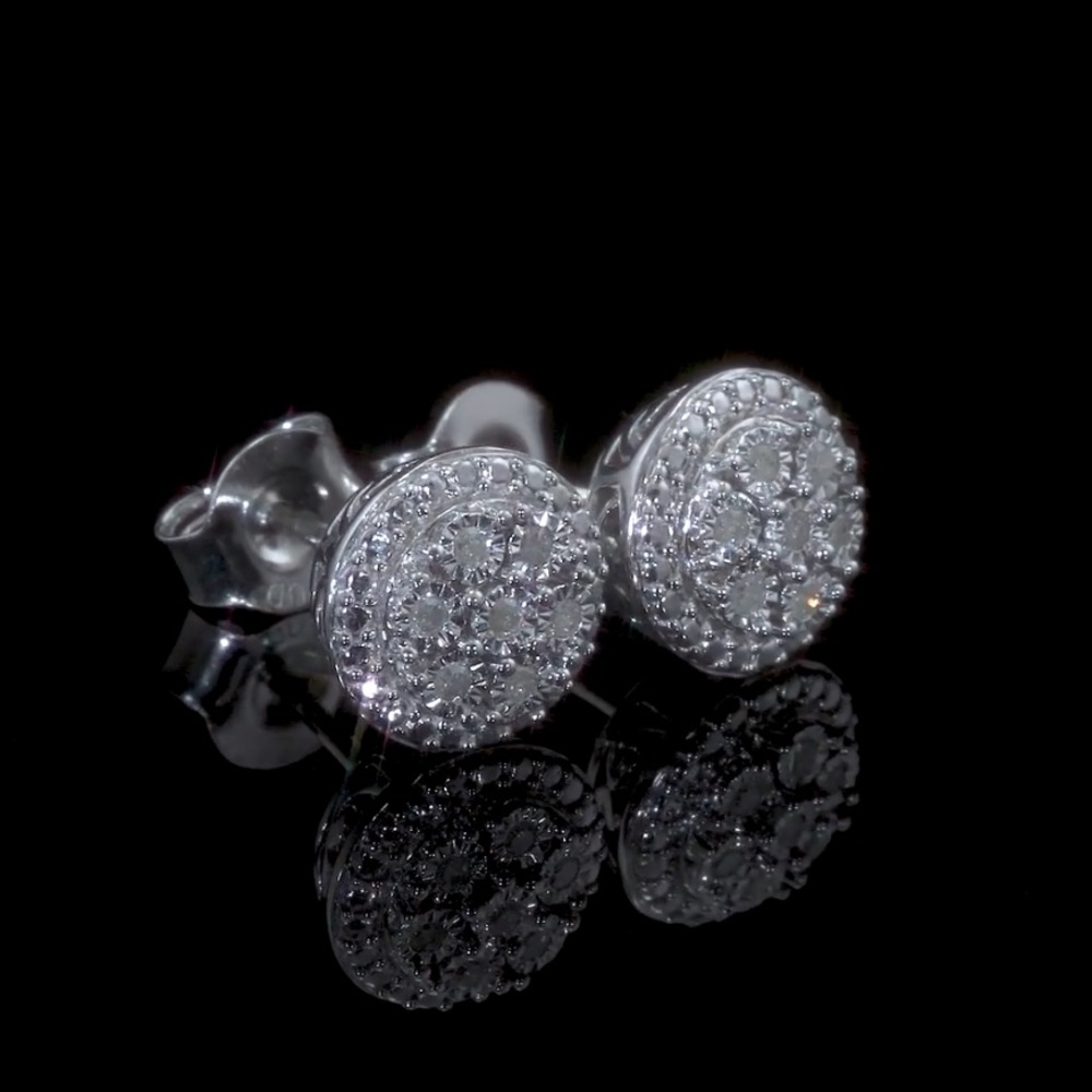 Sterling Silver Diamond Earrings 1/10 carat